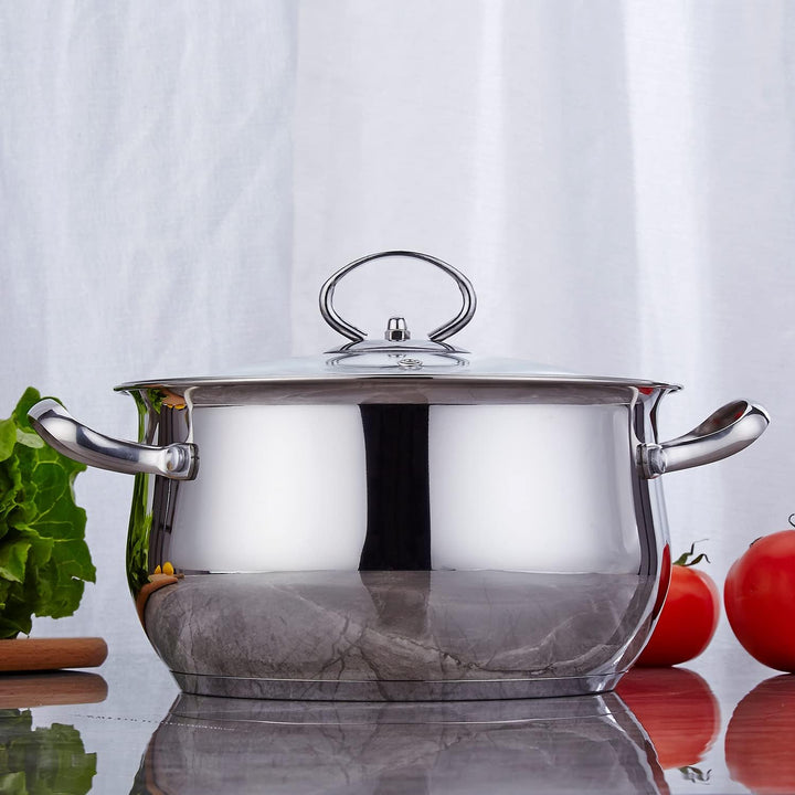 Kochtopf Induktion 24 cm - Edelstahl - 4,3L - Topf mit Deckel- Für alle Herdarten - Ofenfest - Ofenf