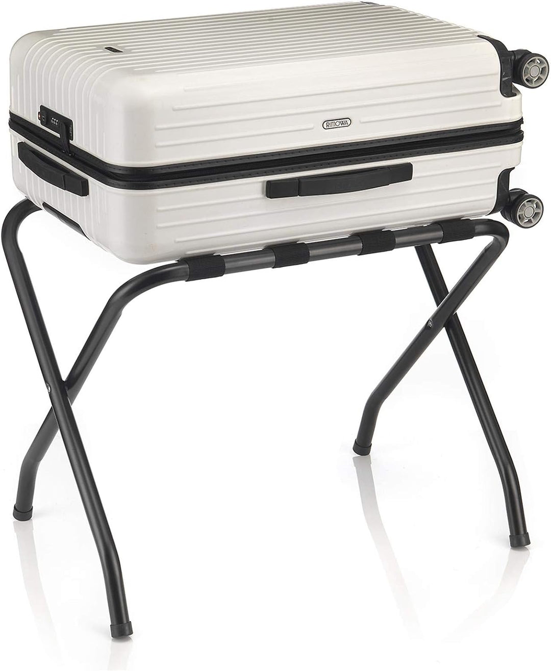 CARO-Möbel Kofferständer Luggage Kofferablage Kofferbock, Metall in schwarz lackiert, klappbar, Schw
