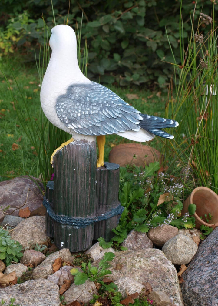 Generisch Grosse Möwe auf 3er Poller Höhe 50cm Maritime Deko Figur Gartendeko Tierfigur Gartenfigur