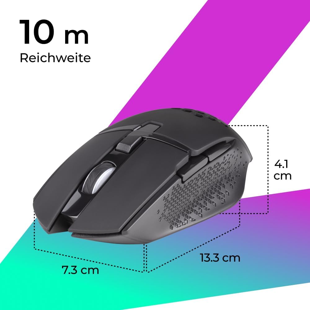 Defender Glory GM-514 Gaming Maus Kabellos - Wireless Ergonimische Gaming Maus 2 Seitentasten 3200 D