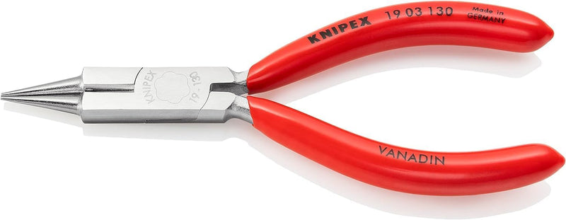 Knipex Rundzange mit Schneide (Schmuckbiegezange) verchromt, mit Kunststoff überzogen 130 mm 19 03 1