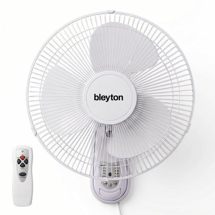 BLEYTON Shadow Wandventilator, leise, mit Fernbedienung, Weiss, 40 W, 3 Geschwindigkeitsstufen, Time