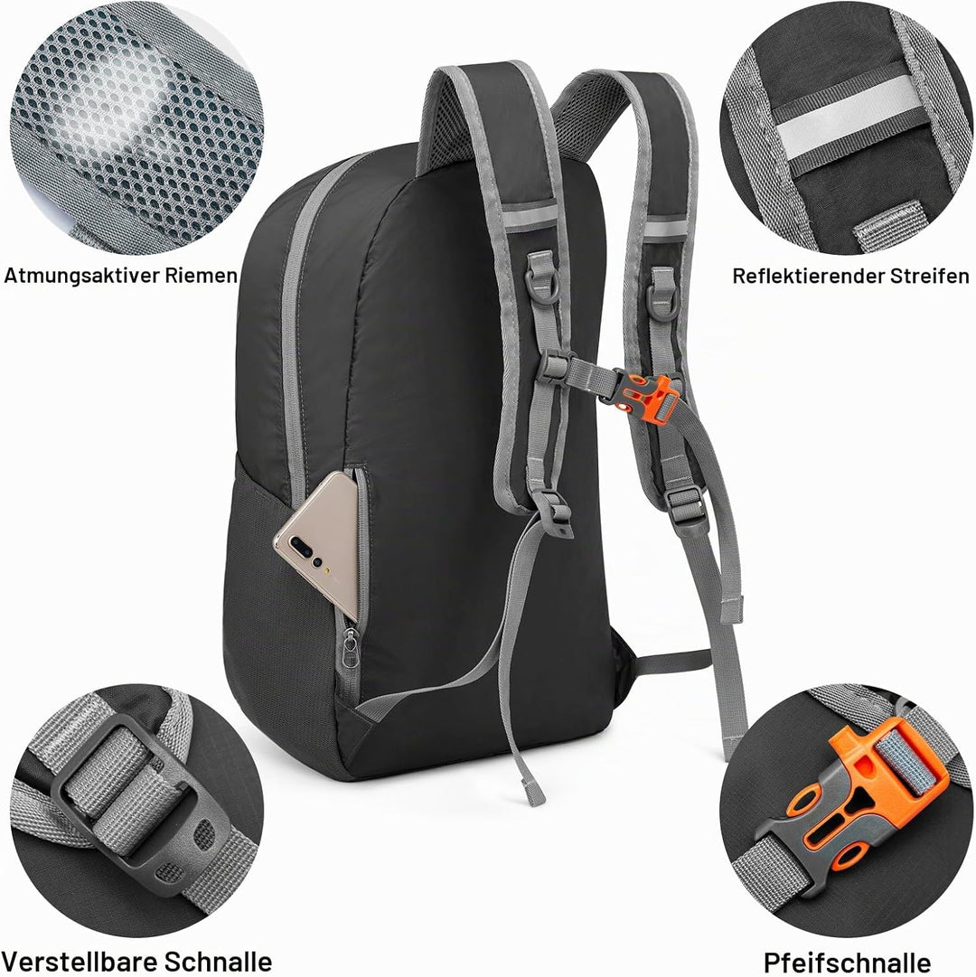 G4Free Faltbarer Leichter Rucksack 25L Unisex Tagesrucksack Kleiner Reiserucksack Wanderrucksack Tre