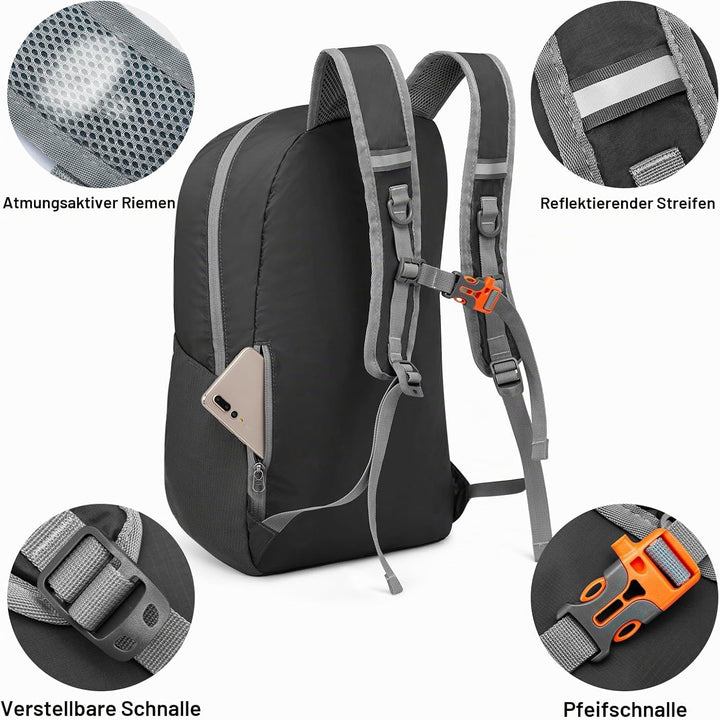 G4Free Faltbarer Leichter Rucksack 25L Unisex Tagesrucksack Kleiner Reiserucksack Wanderrucksack Tre