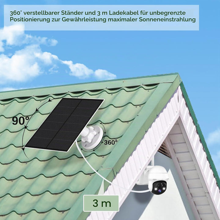 Solarpanel für Überwachungskamera Aussen, 5W Kamera Solarmodul mit Micro USB &amp; USB-C Anschluss Solar