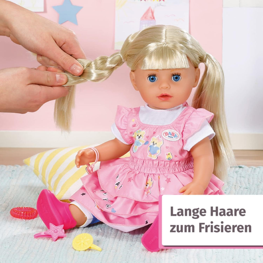 Zapf Creation 828533 BABY born Kindergarten Little Sister 36 cm grosse Puppe mit 7 lebensechten Funk