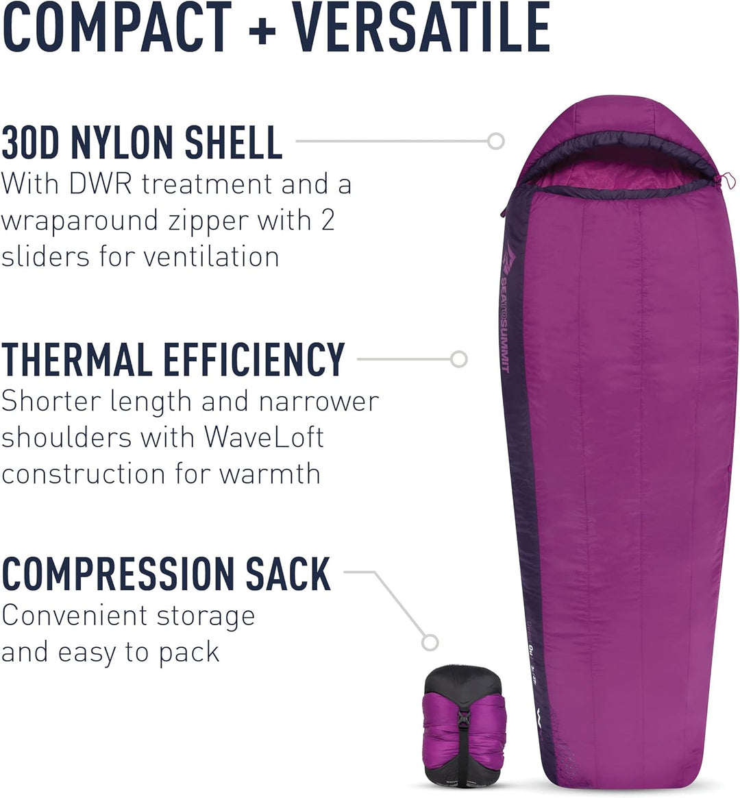 Sea to Summit Quest QuI -3 Grad Women - Synthetik Damenschlafsack Regular Zip links, Regular Zip lin