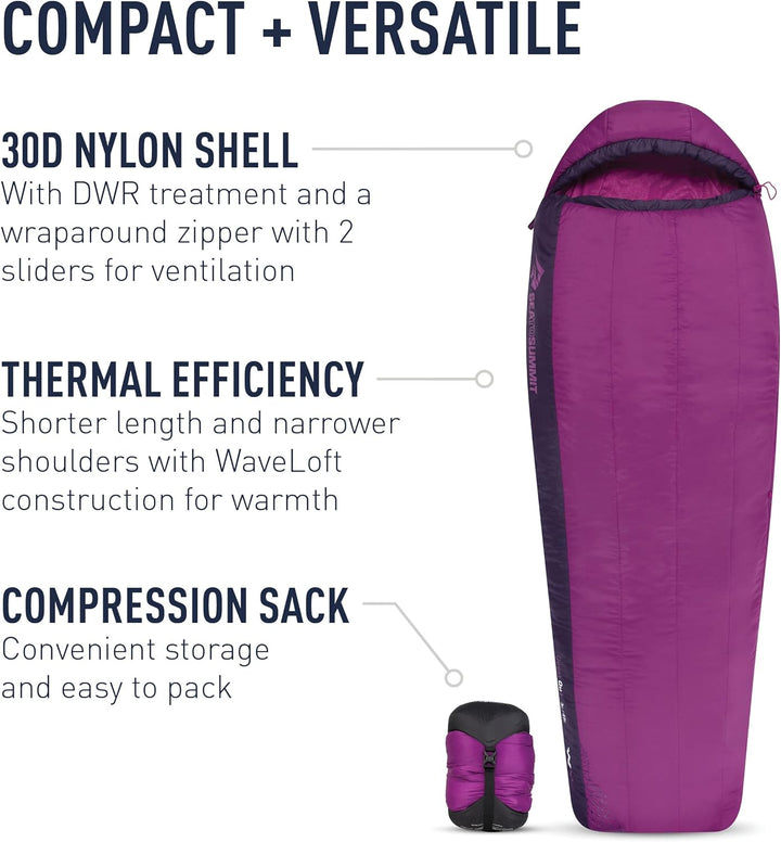 Sea to Summit Quest QuI -3 Grad Women - Synthetik Damenschlafsack Regular Zip links, Regular Zip lin