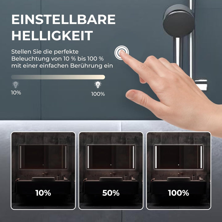 BR Bringer LED Badspiegel - 120x60 cm - Badezimmerspiegel mit Beleuchtung und Anti-Beschlag Funktion