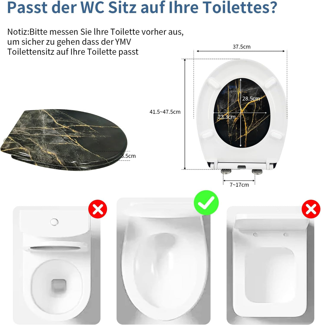 Toilettendeckel mit Absenkautomatik, WC Sitz mit Absenkautomatik Oval Form klodeckel Einfache Reinig