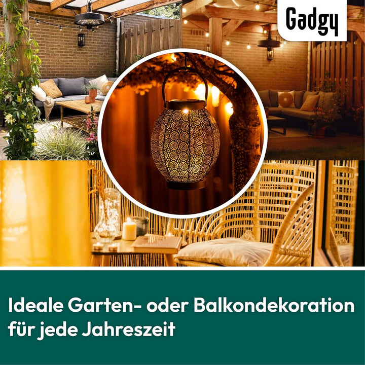 Gadgy Solar Laterne Aussen Blume | LED Solarlaterne für Aussen | Terassendeko Für Draussen | IP65-Wa