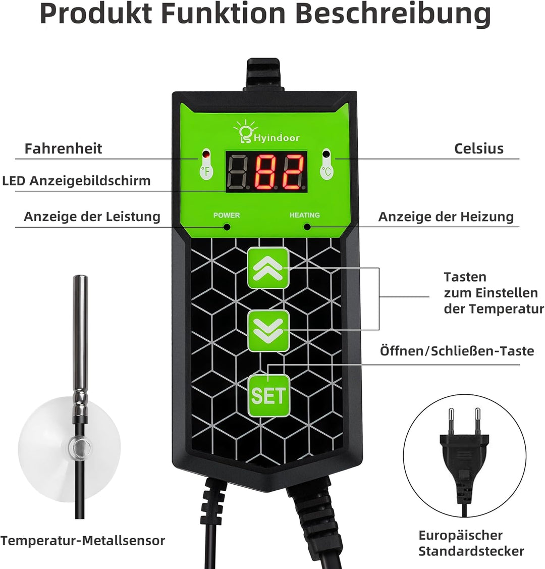 Hyindoor Heizmatte mit Thermostat wasserdichte Sämling Wärmematte Heizmatte Pflanzen Heizkissen für