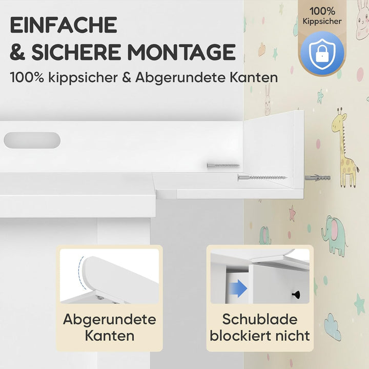 Wickelaufsatz Hemnes Kommode [108 & 160cm] ohne Lücke - Wickelaufsatz Malm Kommode - Für grosse und