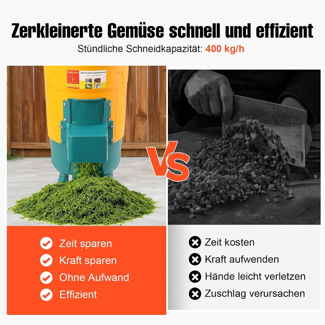 LALABU Gewerblicher Futterhäcksler, 550W 30L Gemüsehäcksler mit 400 kg/h Stündliche Schneidkapazität