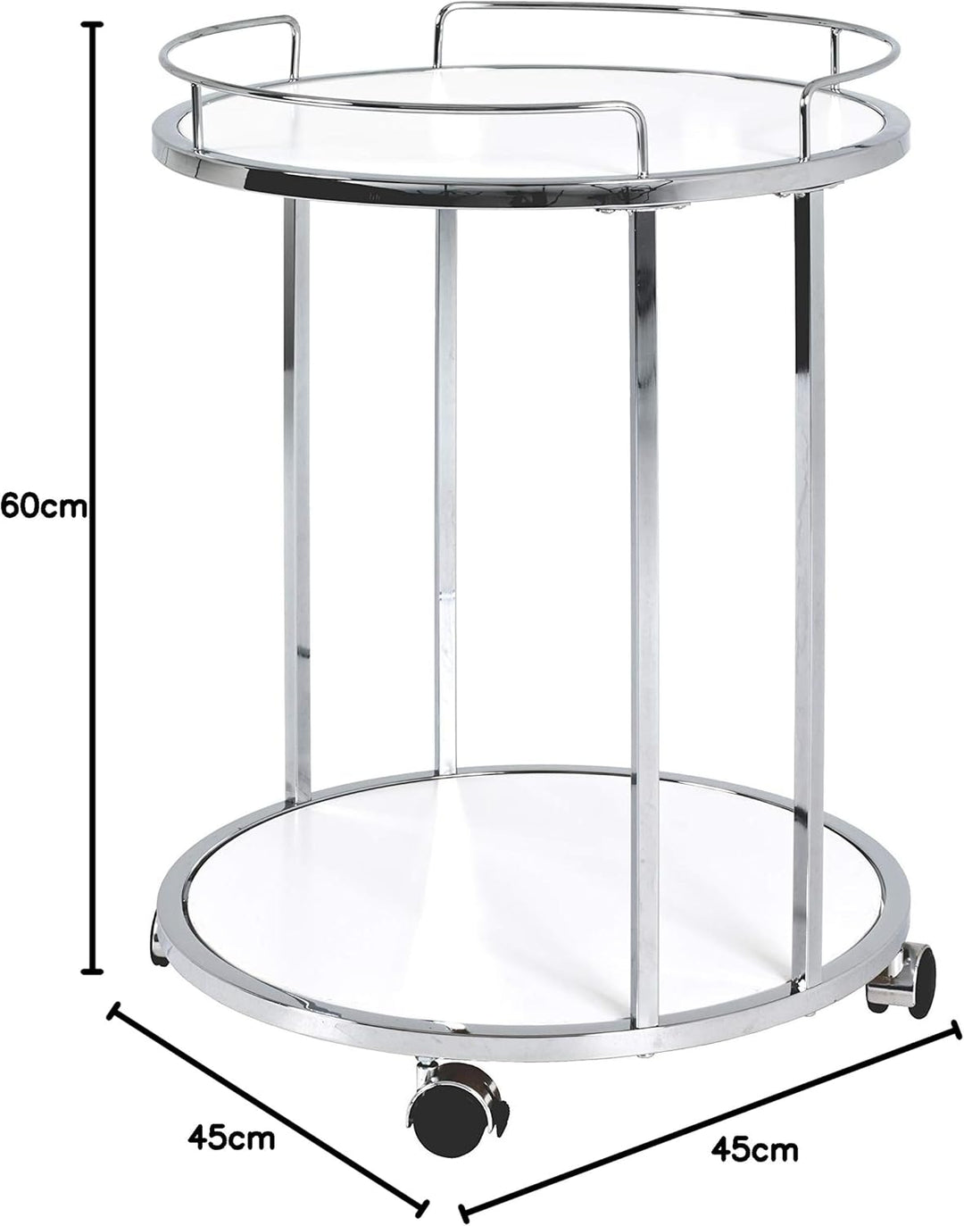 HAKU Möbel Beistelltisch auf Rollen, MDF, chrom-weiss, Ø 45 x H 60 cm Chrom-weiss 45 x 45 x 60 cm, C