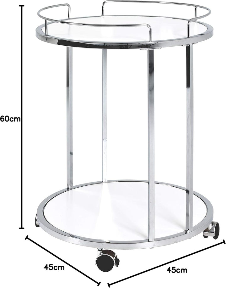 HAKU Möbel Beistelltisch auf Rollen, MDF, chrom-weiss, Ø 45 x H 60 cm Chrom-weiss 45 x 45 x 60 cm, C