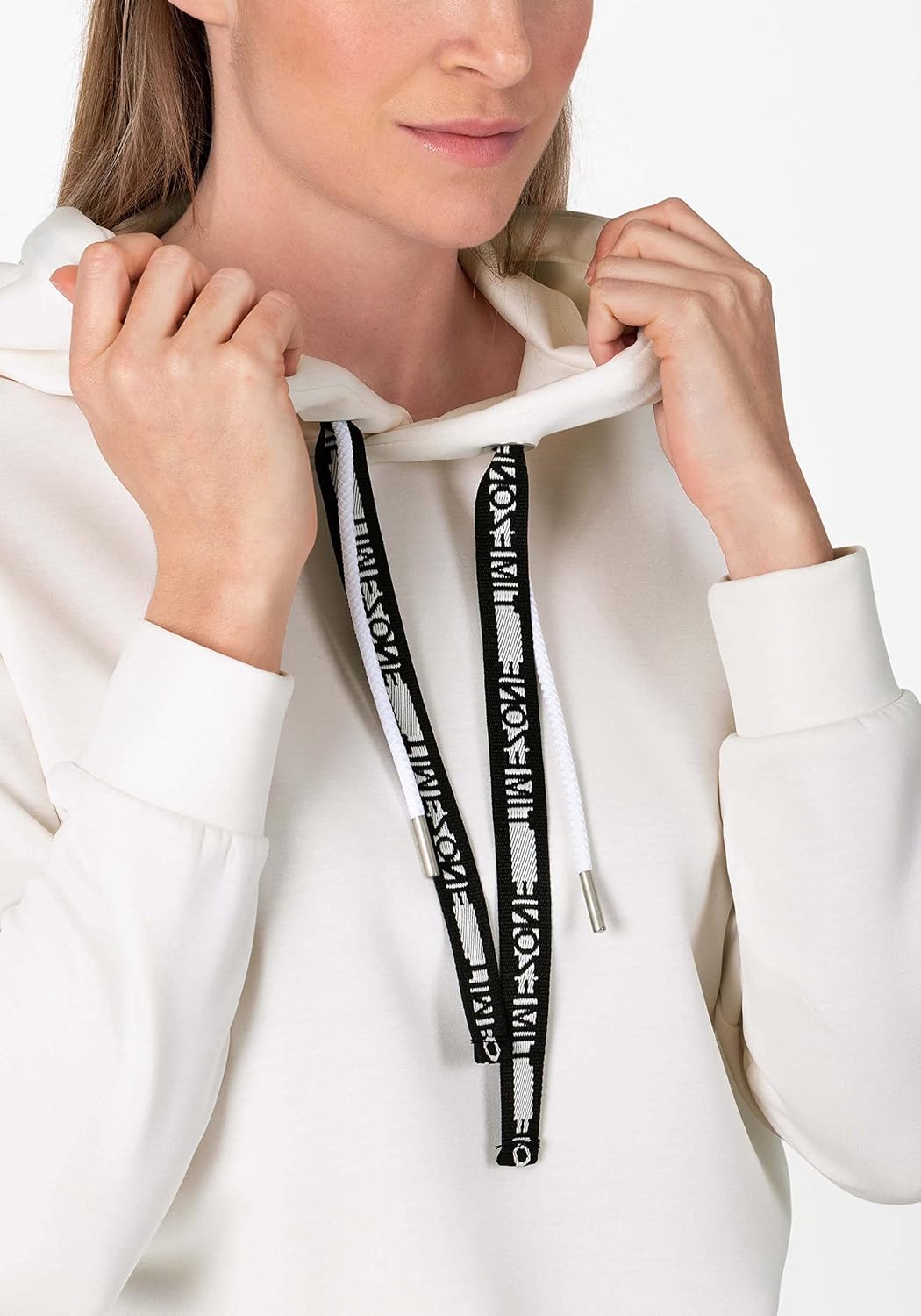 Timezone Damen Fancy Tape Hoodie Kapuzenpullover S Off White, S Off White