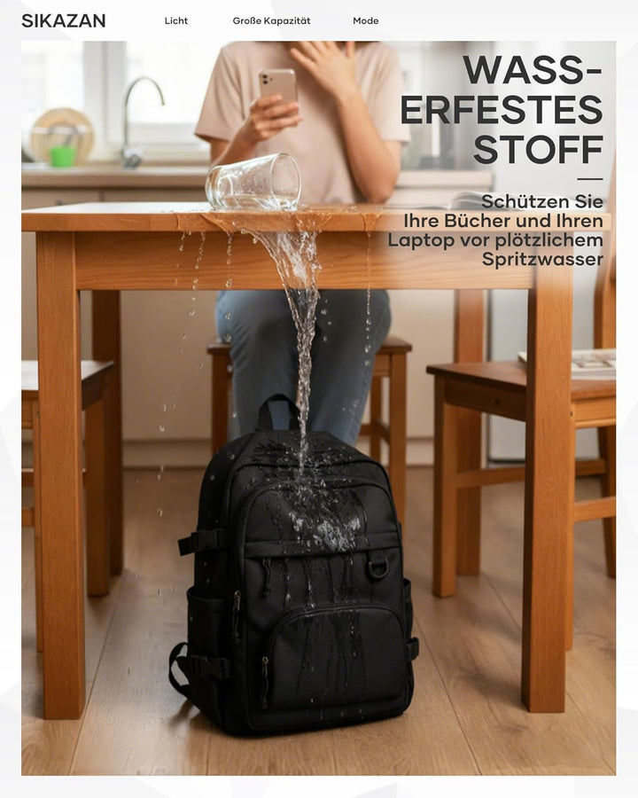 Schulrucksack Teenager Mädchen Jungen Gross Schulrucksack Damen Schwarz Rucksack Uni Herren Schultas