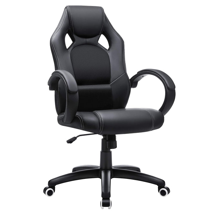 SONGMICS Racing Stuhl Bürostuhl Gaming Stuhl Chefsessel Drehstuhl PU, schwarz,
