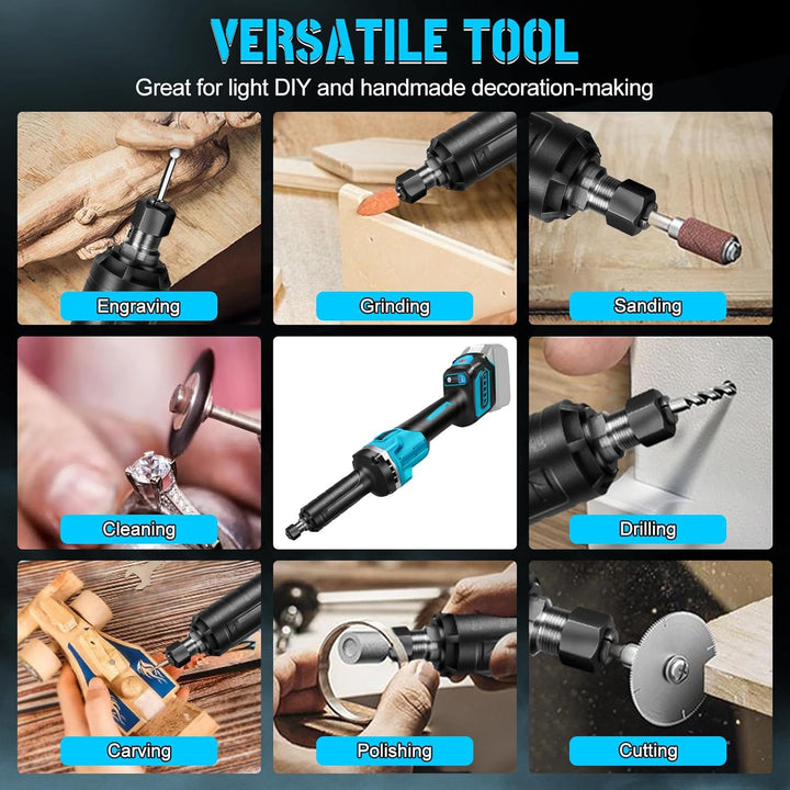 Akku Geradschleifer Kompatibel mit Makita 18V, Brushless Professional Stabschleifer mit 128PCS Zubeh
