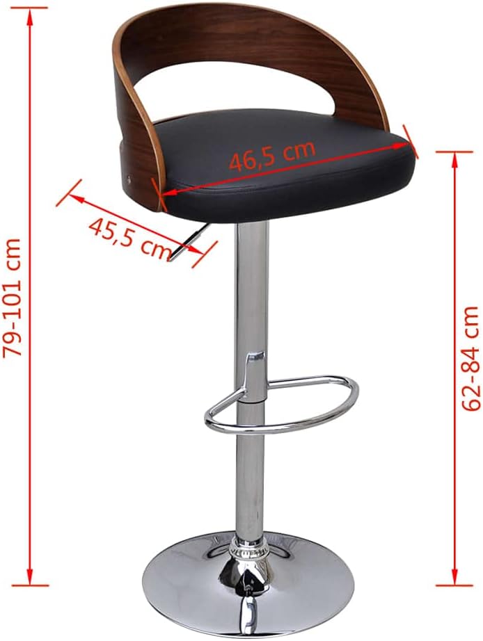 vidaXL 2X Bugholz Barhocker Barstuhl Bistrohocker Tresenhocker Küchenhocker Schwarz und Dunkelbraun,