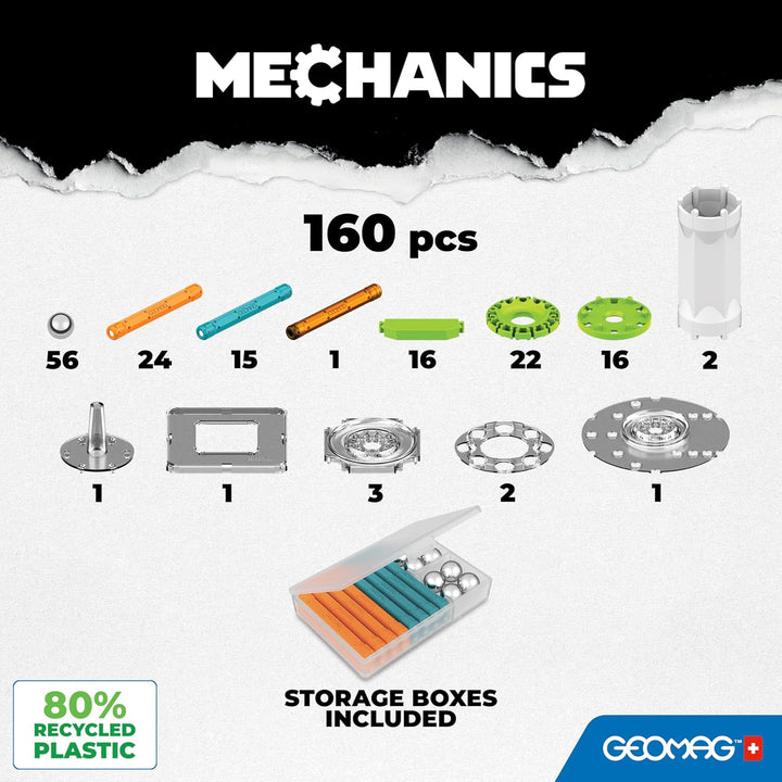 Geomag - Mechanics Motion Magnetic Gears - Lern- und Kreativspiel für Kinder - Magnetische Bausteine