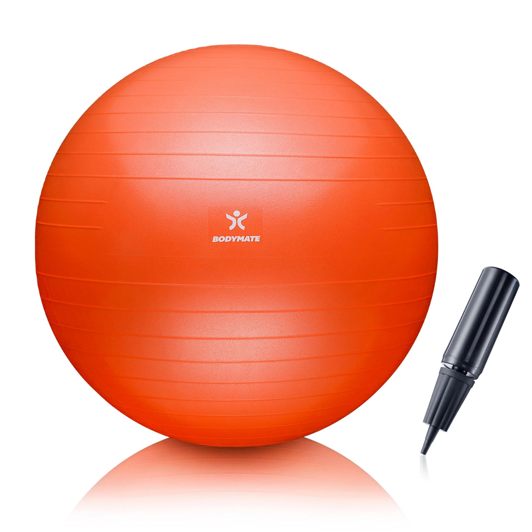 BODYMATE Gymnastikball Sitzball Trainingsball mit GRATIS E-Book inkl. Luft-Pumpe, Ball für Fitness,