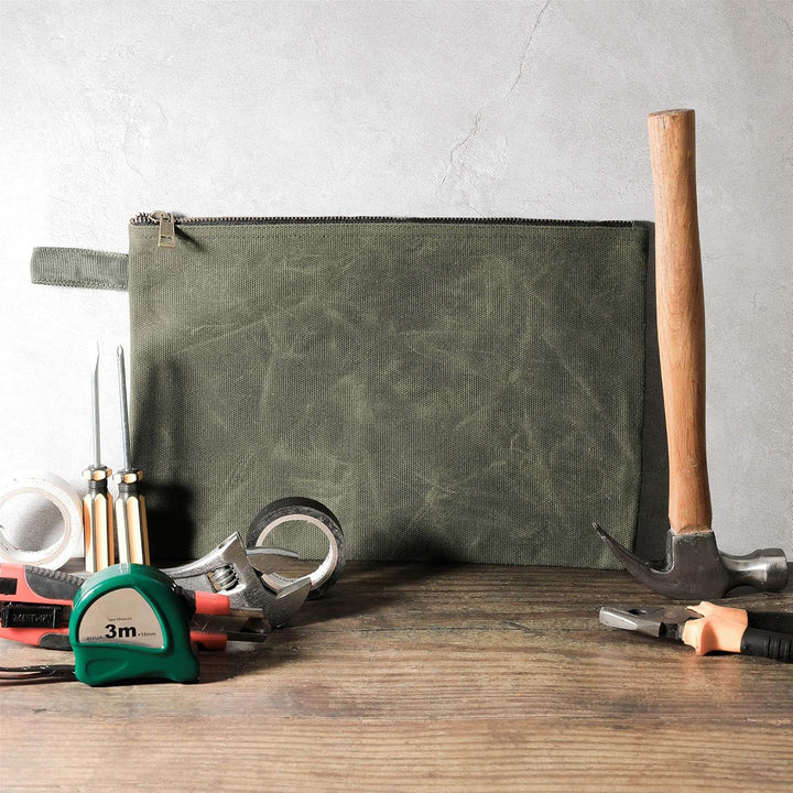 1 Set wasserdichter Werkzeugbeutel aus strapazierfähigem gewachstem Segeltuch, Werkzeugtasche 12.5X8