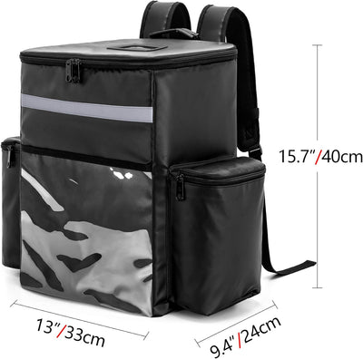 Trunab Kühltasche Lieferrucksack Isoliert Schwarz, Wasserdichter Insulated Bag Thermorucksack Transp