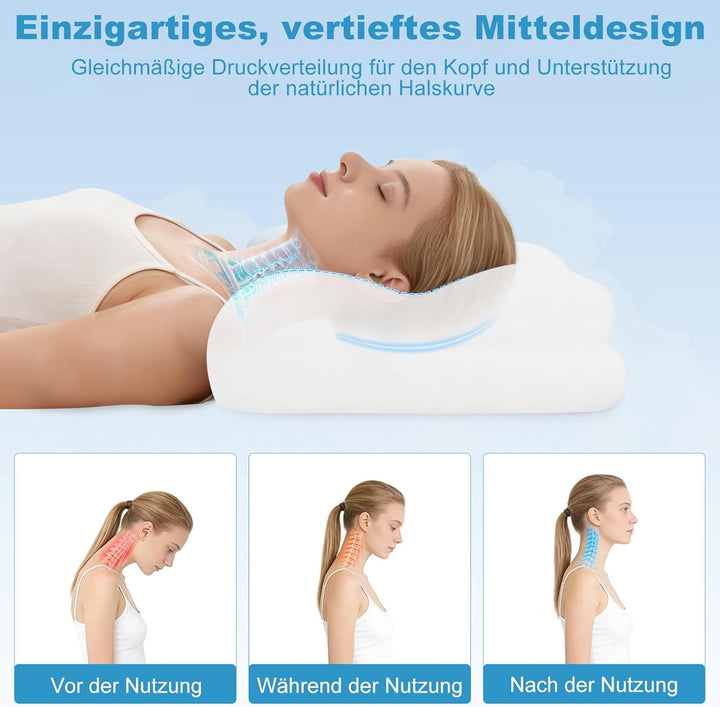 Mailirious Nackenkissen Kopfkissen, Memory Foam Kissen, Ergonomisches Nackenstützkissen Lindert Nack
