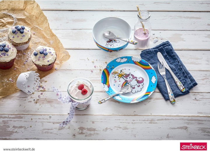 WMF Einhorn Kindergeschirr Kinder-Müslischale 13,8 cm, Porzellan, spülmaschinengeeignet, farb- und l