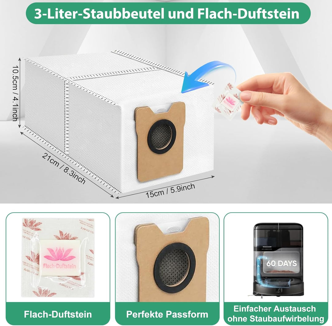 32 Stück Zubehör für Eufy Omni C20 Saugroboter, Ersatzteil set | 2 Hauptbürsten,4 Filter,6 Wischtüch