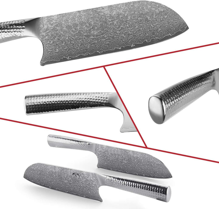 Damaskus Küchenmesser Set, Messerblocksets mit Kochmesser, Santoku Messer und Schälmesser, Professio