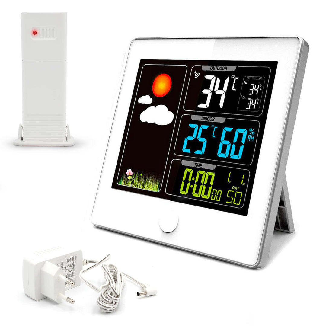 FISHTEC – Color My Day Wetterstation für den Innenbereich – Farb-LCD-Bildschirm – Temperatur, Luftfe