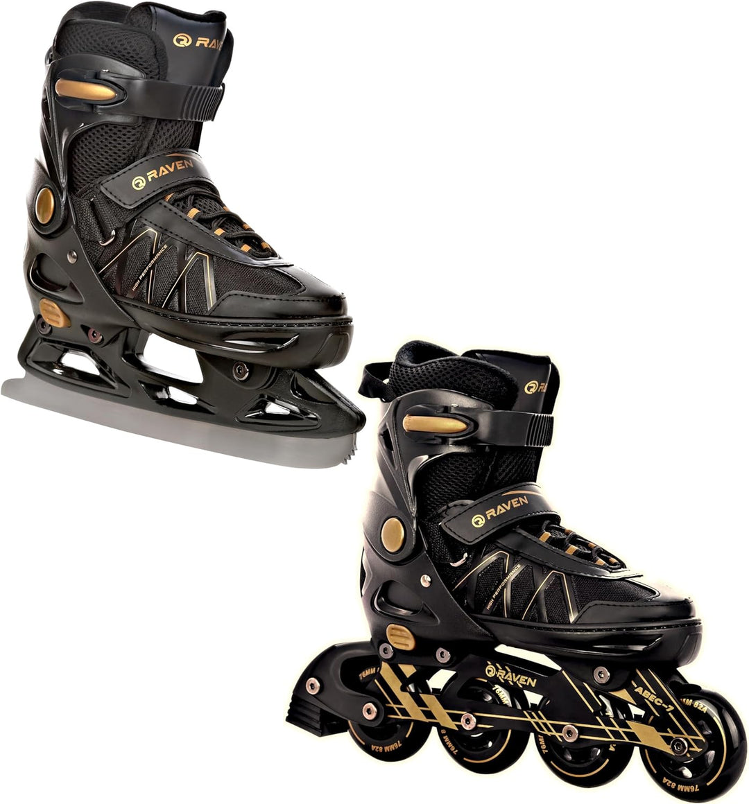 RAVEN Expert 2in1 Schlittschuhe Hockey Inline Skates Inliner für Kinder und Erwachsene verstellbar,