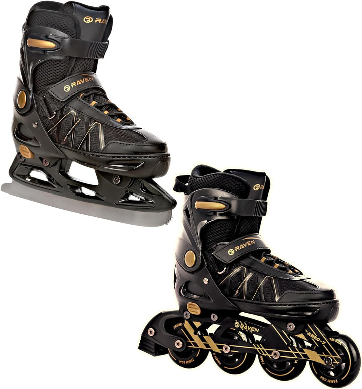 RAVEN Expert 2in1 Schlittschuhe Hockey Inline Skates Inliner für Kinder und Erwachsene verstellbar,