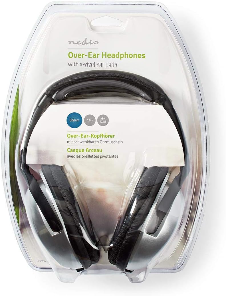 Nedis - Kopfhörer mit Kabel - Over-Ear - 6 m Rundes Kabel - HiFi - Ergonomische Ohrmuscheln - Silber