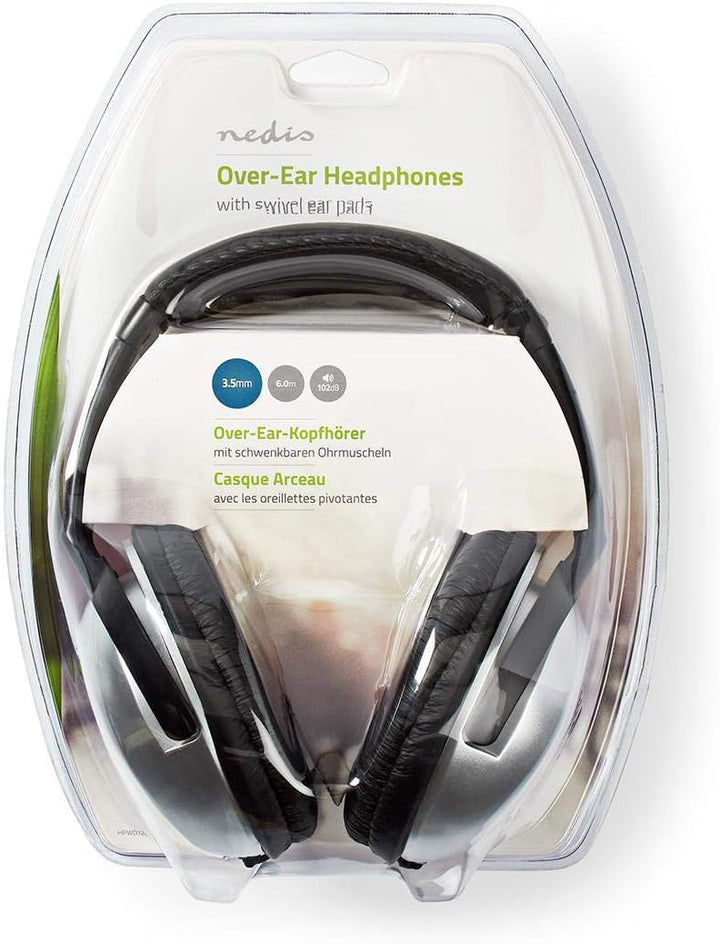 Nedis - Kopfhörer mit Kabel - Over-Ear - 6 m Rundes Kabel - HiFi - Ergonomische Ohrmuscheln - Silber