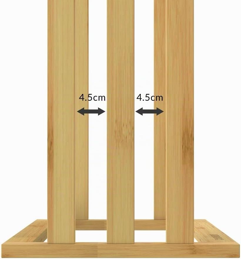 CASARIA® 2er Set Handtuchständer Freistehend Bambus Holz 84 x 46 x 24 cm 3 Edelstahl Stangen Handtuc
