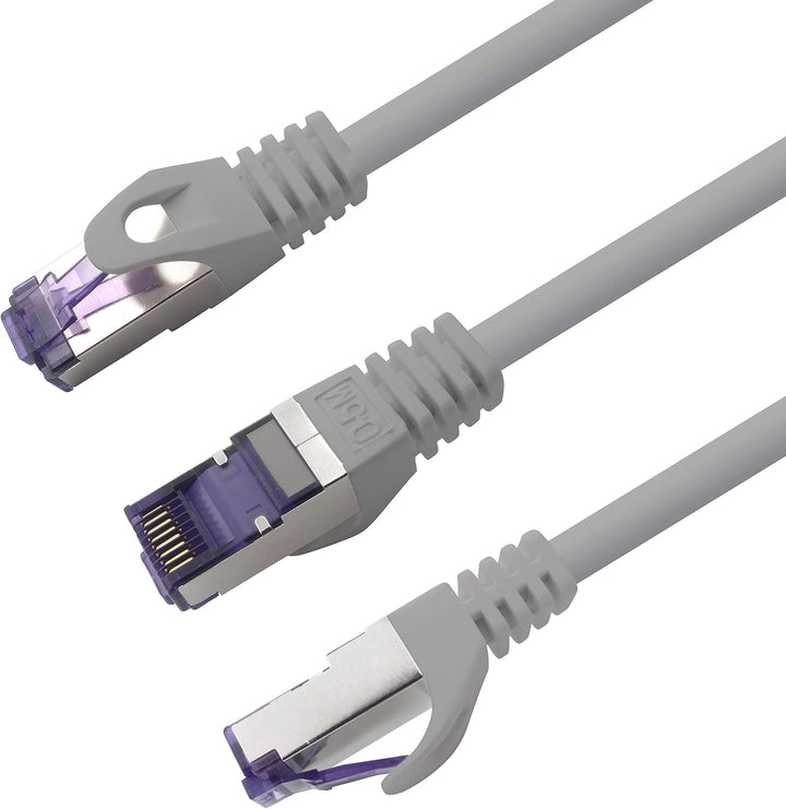 Cat.7 Netzwerkkabel 10m - Grau - 10 Stück - Cat7 Patchkabel (SFTP/PIMF/LSZH) Rohkabel 10 Gb/s mit Rj