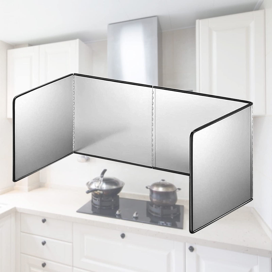 WMLBK Edelstahl Spritzschutz,Faltbar Küchen Spritzplatte Ölrauchleitblech Küchenherd Spritzschutz (3