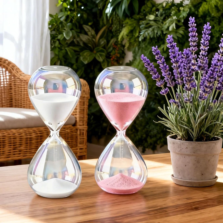 2 Stück Sanduhr, 30 Minuten Hourglass, Bunter Sanduhren aus Glas, Sand Time, Grosses Sandglas aus Bo