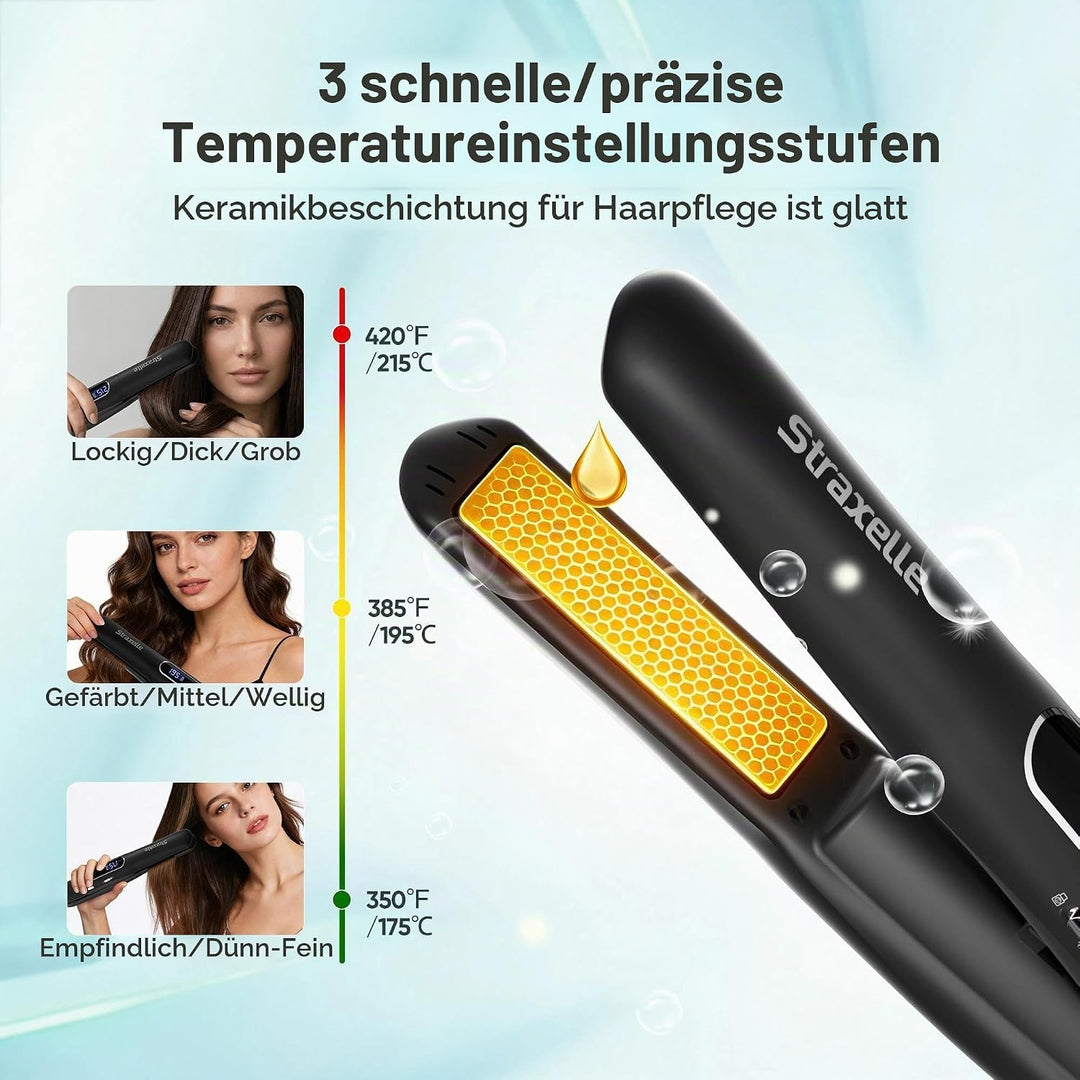 Mini Glätteisen Kabellos und Lockenstab, 2 in 1 Glätteisen Locken und Glätten 175°C-215°C, 5000mAh R