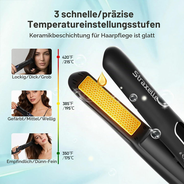 Mini Glätteisen Kabellos und Lockenstab, 2 in 1 Glätteisen Locken und Glätten 175°C-215°C, 5000mAh R