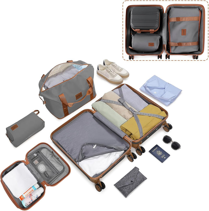 KONO Reisekoffer Set Gepäcksets 4 Teilig Kofferset, 55cm Handgepäck mit Beautycase Kosmetikkoffe mit