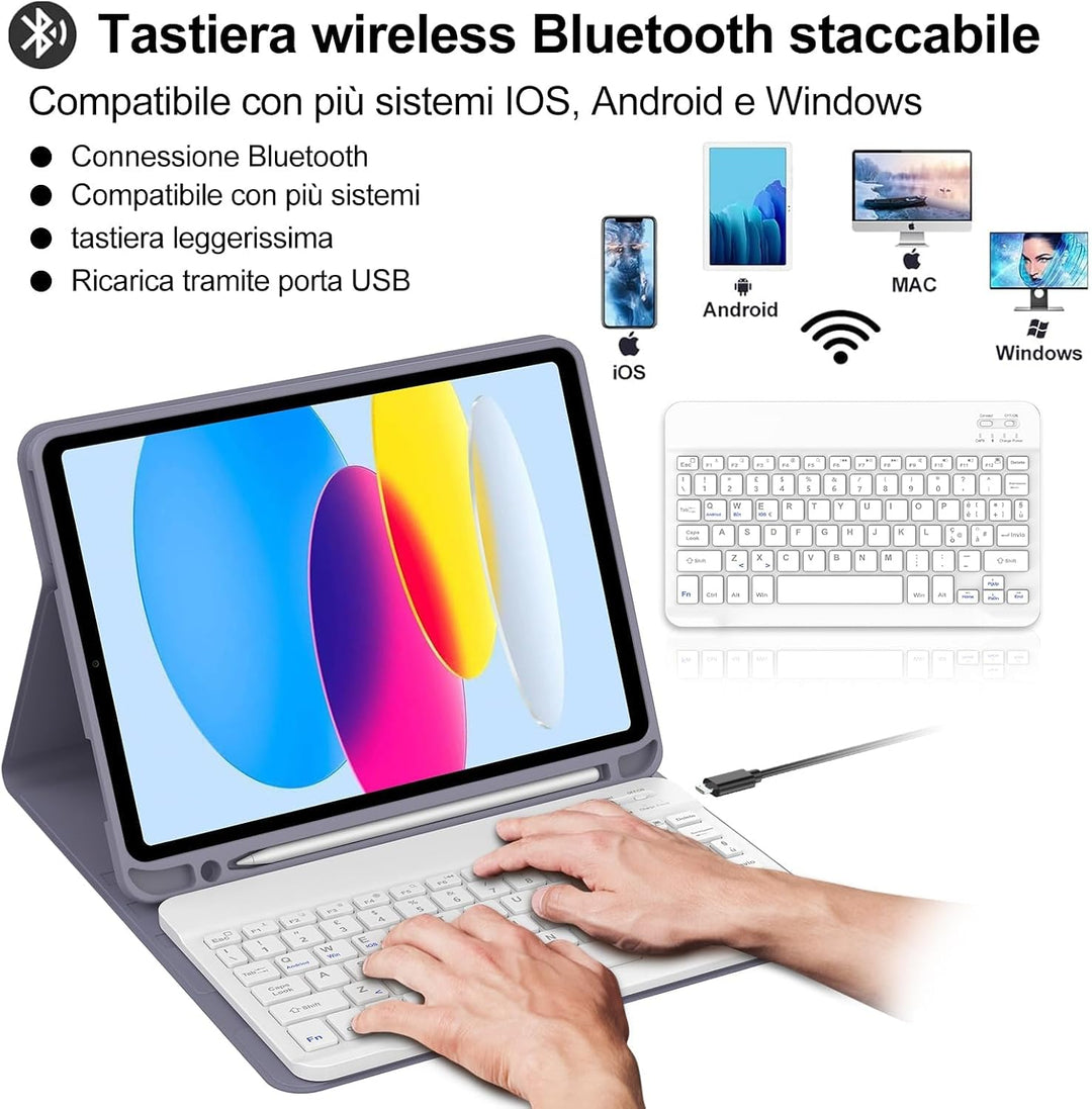 Tastatur für iPad A16 11/10 Generation (2025/2022), Schutzhülle mit Tastatur für iPad 11 Gen 11 Zoll