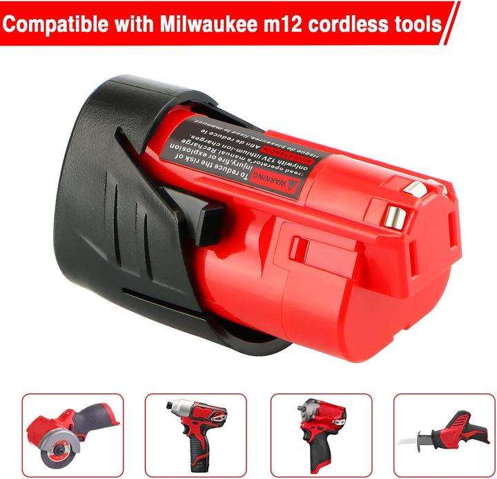 2X Waitley M12 12V 3Ah Ersatzakku für Milwaukee M12 Li-ion Akku 48-11-2411 48-11-2440 48-11-2402 Wer