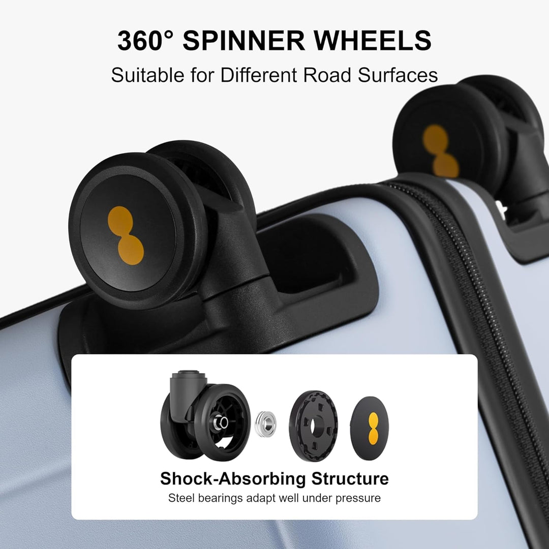 LEVEL8 Koffer Trolleys handgepäck Leichtgewicht 100% PC mit Organizer Set 4-teilig TSA Zahlenschloss