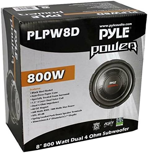 SUBWOOFER TIEFTON Lautsprecher PYLE PLPW8D DE 400 WATT RMS UND 800 WATT MAX 8" 20 cm 200 MM DVC VERD