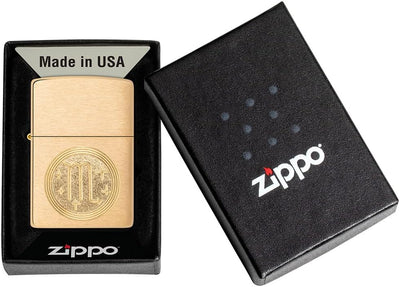 Zippo Scorpio Emblem Brass Brushed Sturmfeuerzeug, befüllbar, in hochwertiger Geschenkbox 60006104 S